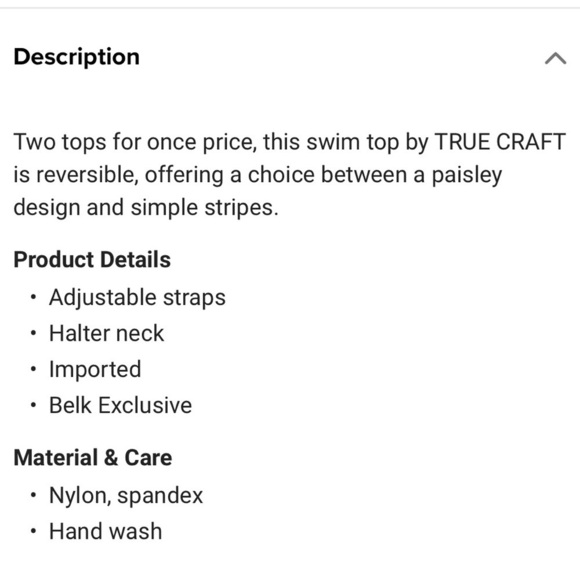 True Craft Reversible High Neck Adjustable Halter Bikini Swim Top Size Medium - Picture 8 of 8